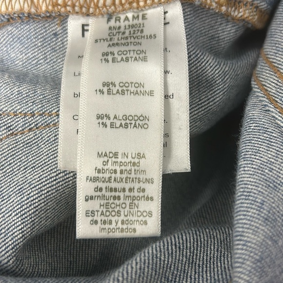 FRAME Le High Straight Jeans Distressed Raw Hem Arrington Wash, Size 28‎ - Picture 9 of 14